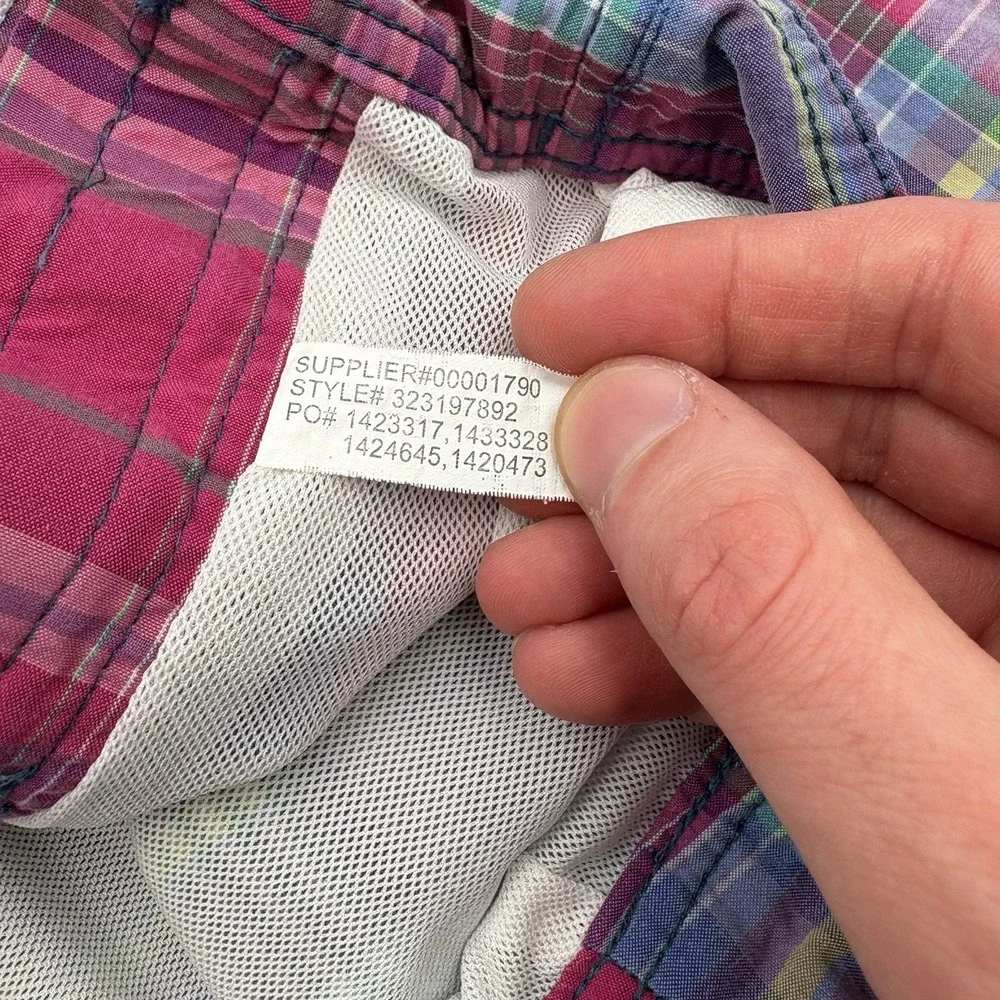 Polo‎ Ralph Lauren Boys XL 18-20 Swim Trunks Plaid Madras Mesh Lined Pony